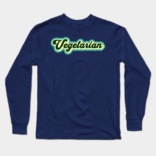 Retro Vegetarian Graphic Logo Long Sleeve T-Shirt